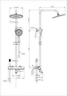 Душевая стойка Wonzon & Woghand The One WW-B3094-MB с термостатом чёрный матовый